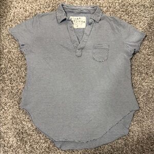 Frank & Eileen Navy and White Striped Shirt